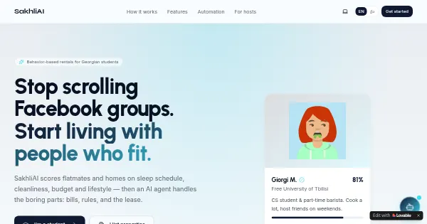 Screenshot of sakhli ai