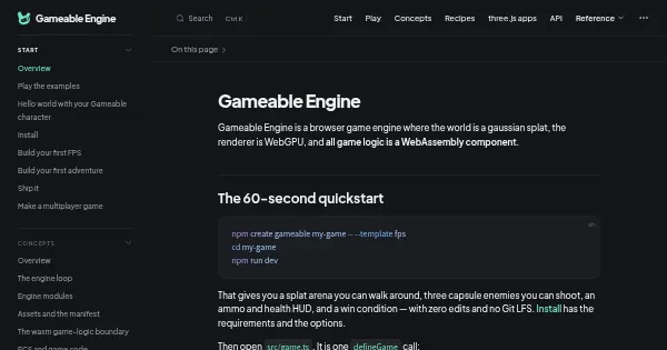 Screenshot of gameable engine