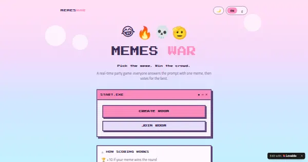 Screenshot of memes war