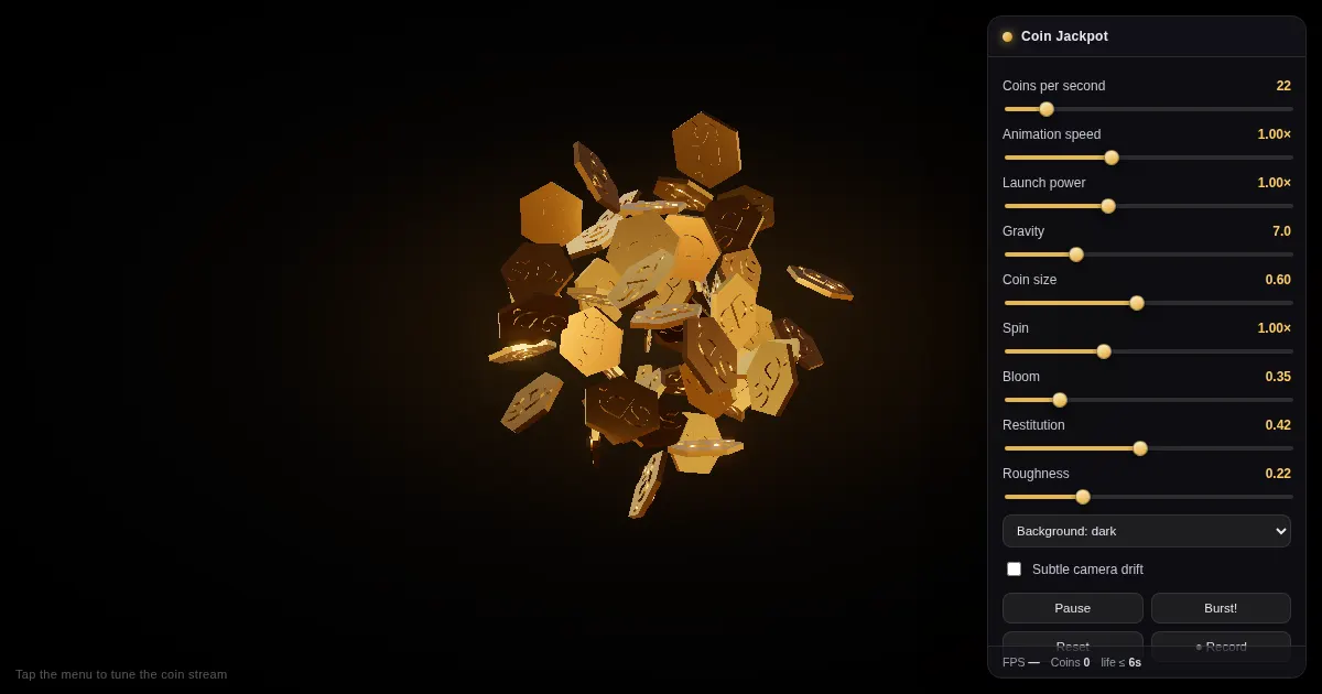 Screenshot of coin jackpot