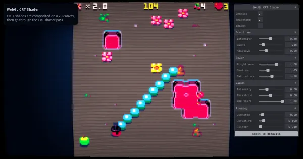 Screenshot of webgl crt shader