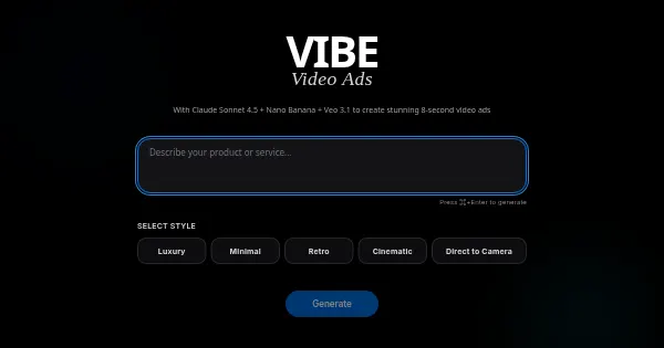 Screenshot of ai ad creator
