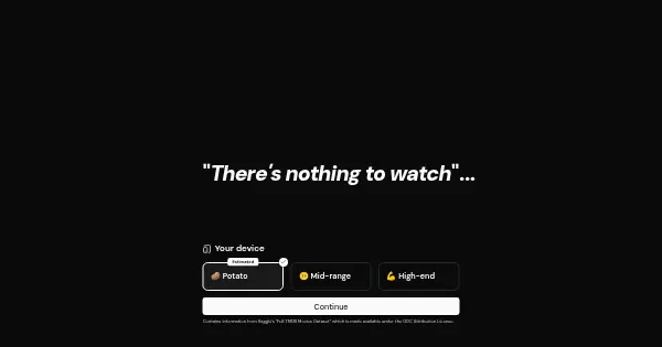 Screenshot of nothing to watch