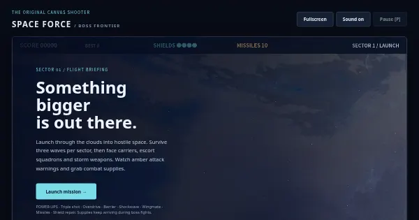 Screenshot of Scrolling Shooter Game