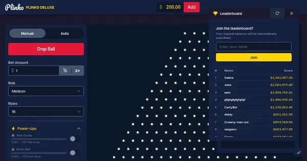 Screenshot of plinko deluxe