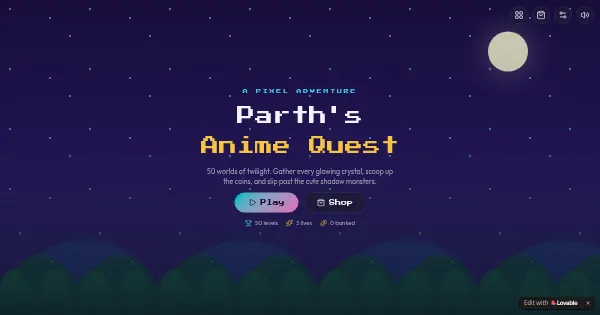 Screenshot of parth s pixel quest
