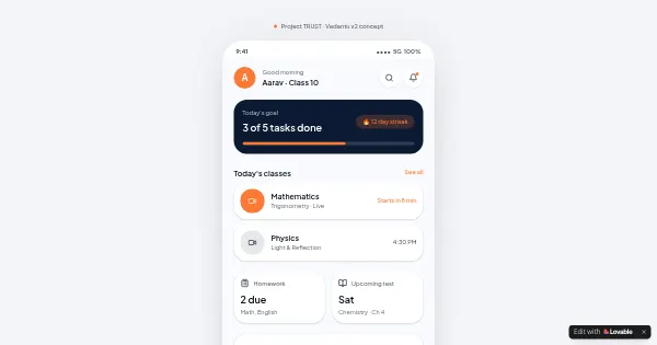 Screenshot of vedantu product trust case study