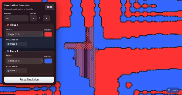 Screenshot of knight spiral grid thing