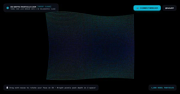Screenshot of depth particle cam 3d