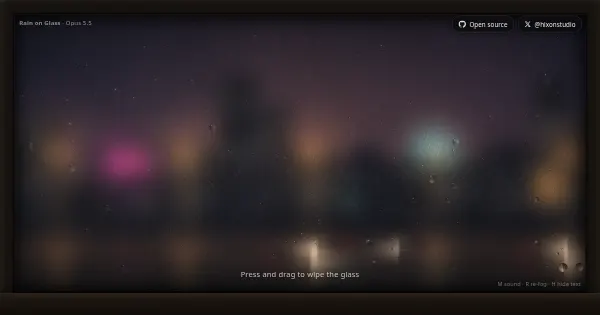 Screenshot of rain on glass