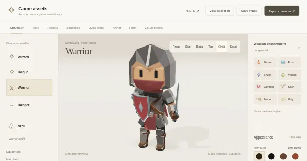 Screenshot of game assets
