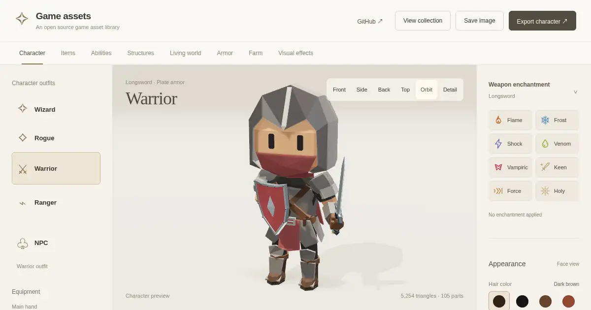 Screenshot of game assets