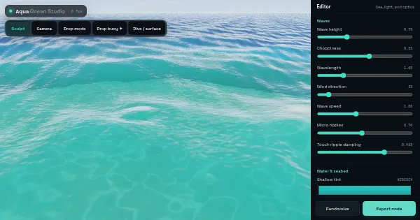 Screenshot of threejs ocean simulator