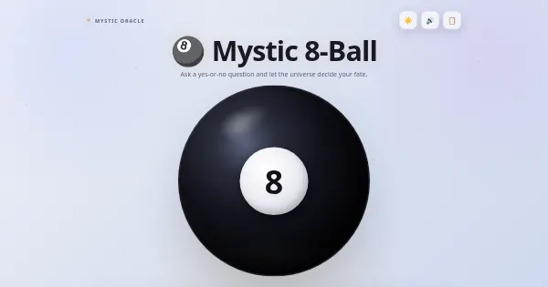 Screenshot of mystic 8 ball