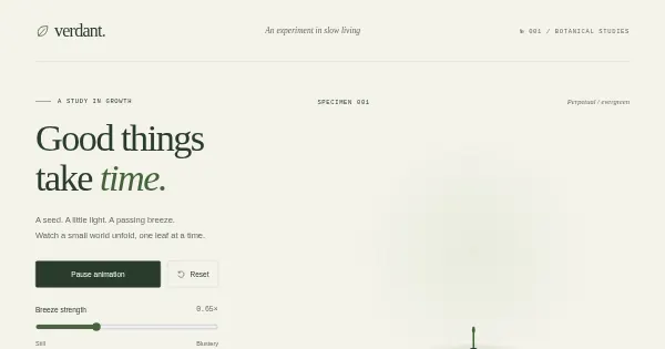 Screenshot of verdant