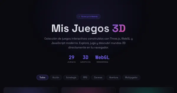 Screenshot of threejs games portfolio