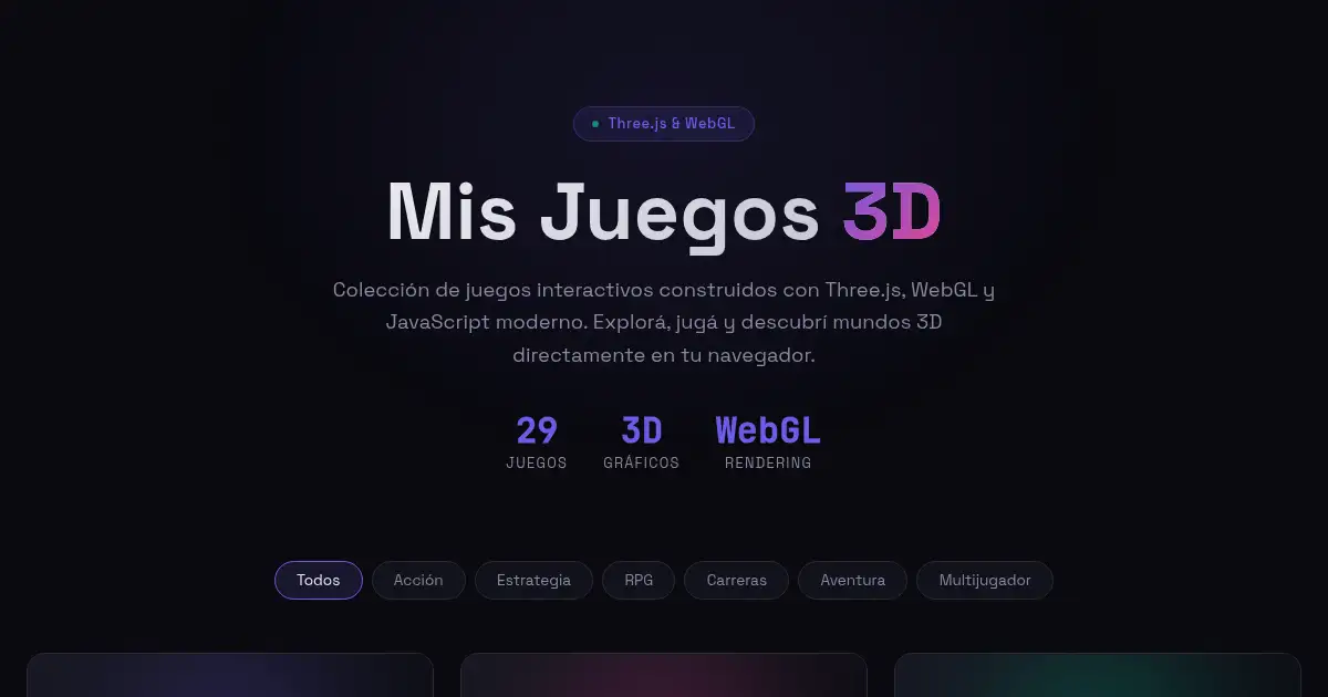 Screenshot of threejs games portfolio