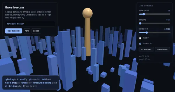 Screenshot of three freecam