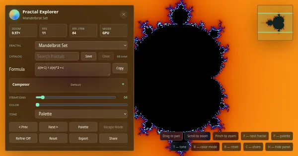 Screenshot of webgl fractal explorer