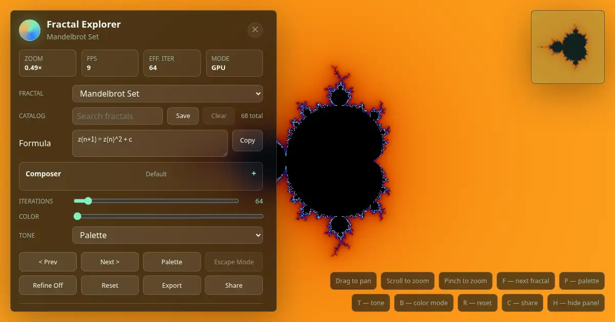 Screenshot of webgl fractal explorer