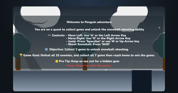 Screenshot of penguin adventure
