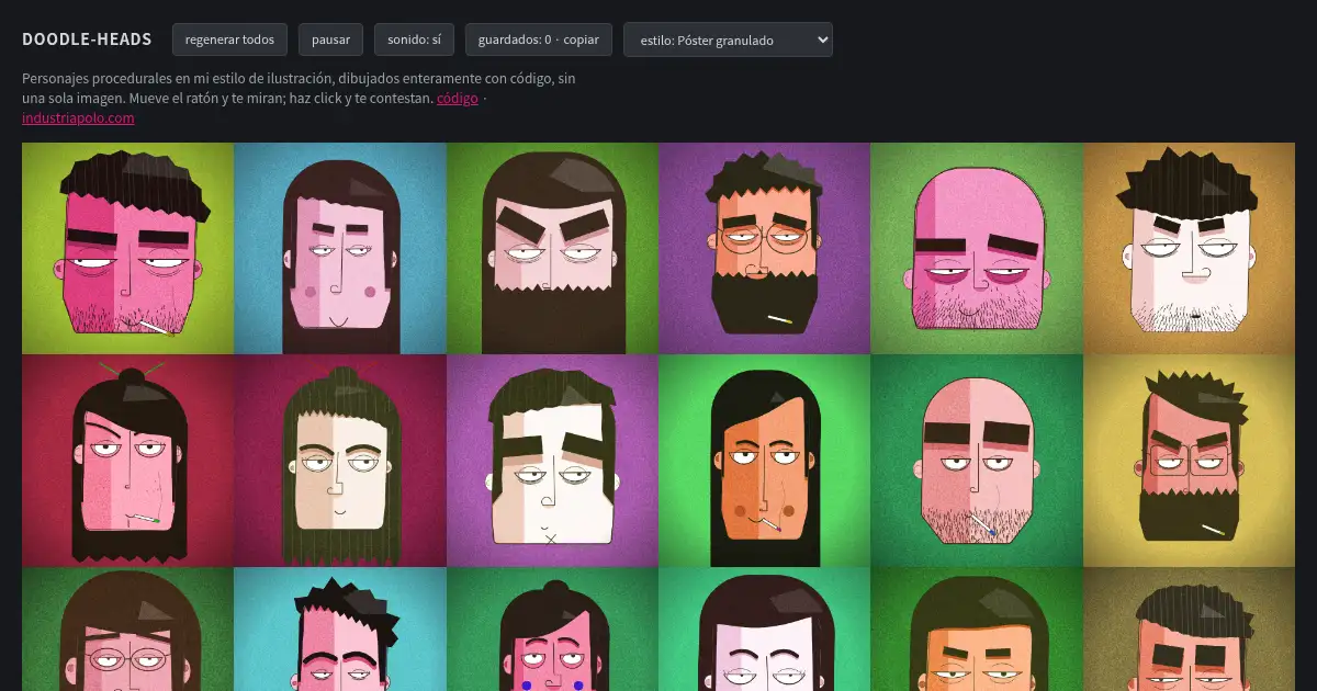 Screenshot of doodle heads