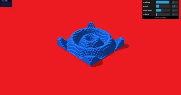 Screenshot of threejs cube wave