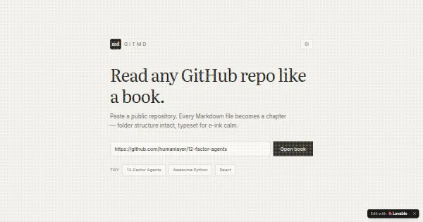 Screenshot of gitmd