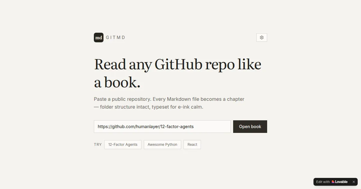 Screenshot of gitmd