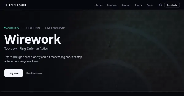 Screenshot of open games