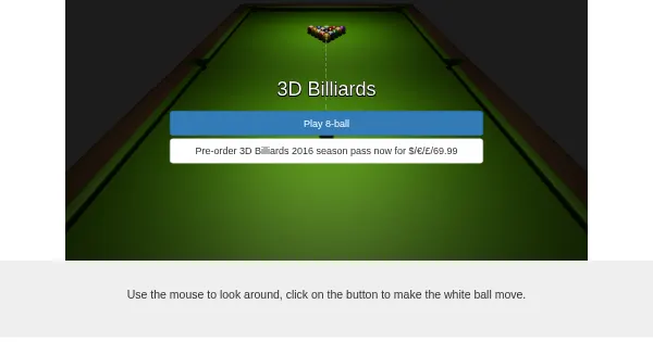 Screenshot of WebGL Billiards
