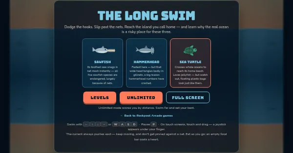 Screenshot of the long swim