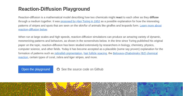 Screenshot of reaction diffusion playground