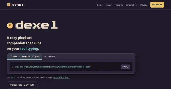 Screenshot of dexel