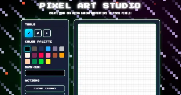 Screenshot of pixel art studio
