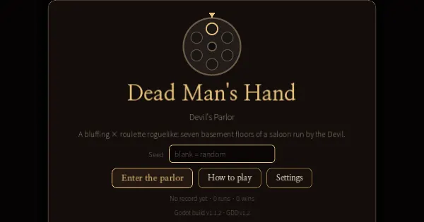 Screenshot of dead mans hand devils parlor