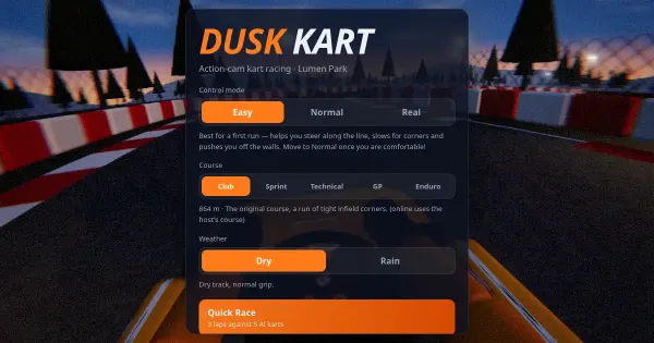 Screenshot of dusk kart