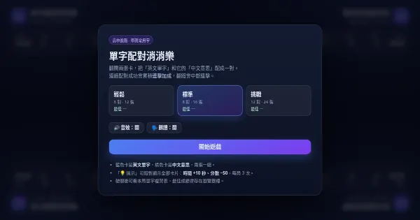 Screenshot of english word match
