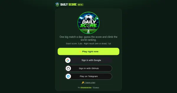 Screenshot of daily score