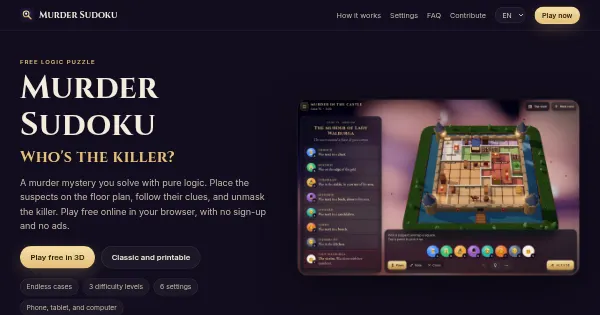 Screenshot of murder sudoku 3d