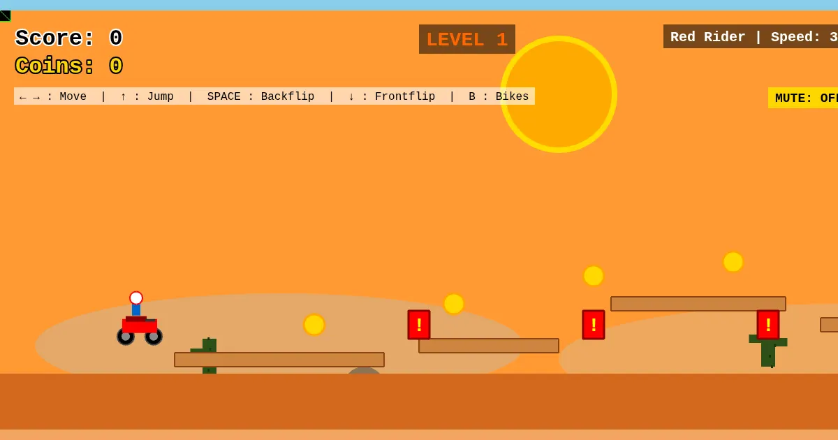 Screenshot of desert stunt rider