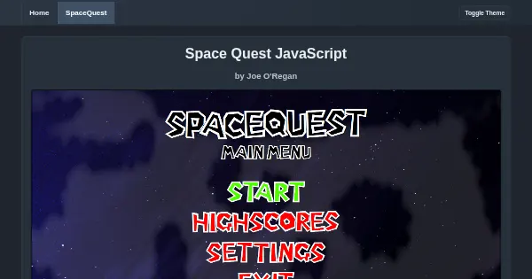 Screenshot of JS SpaceQuest