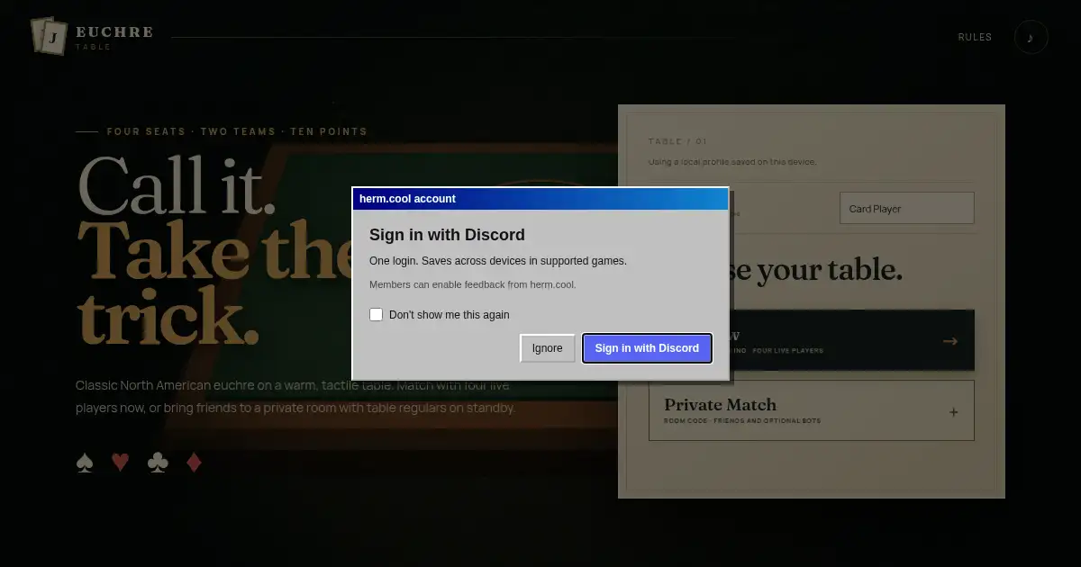 Screenshot of online card game