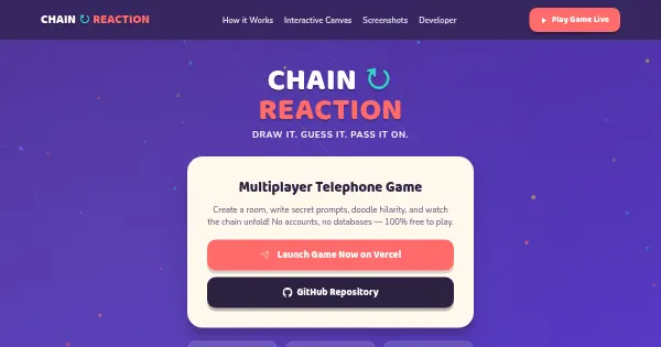 Screenshot of chain reaction game