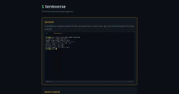 Screenshot of termverse