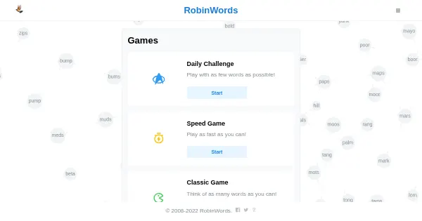 Screenshot of robinwords.github.io