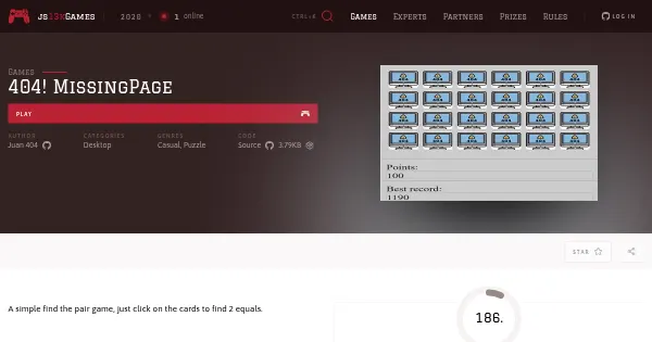 Screenshot of 404 missingpage
