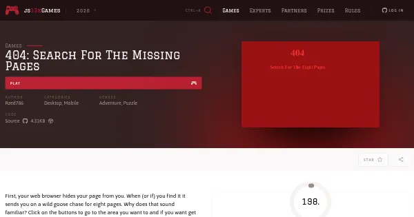 Screenshot of 404 search for the missing pages
