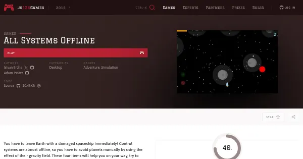 Screenshot of all systems offline