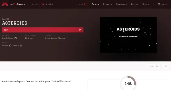 Screenshot of asteroids